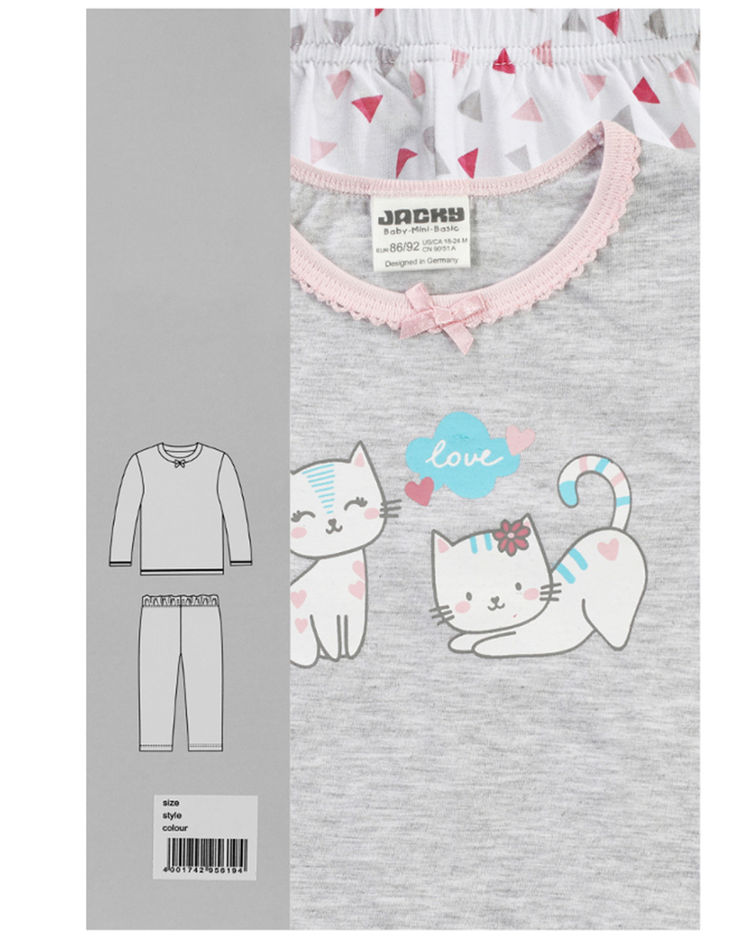 Schlafanzug CATS & TRIANGLE lang in grau kaufen | tausendkind.de