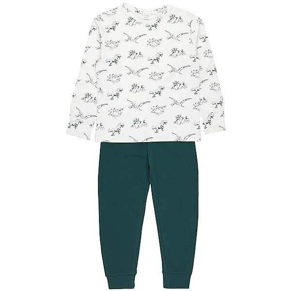tausendkind essentials Schlafanzug EASY lang in weiß/dunkelgrün