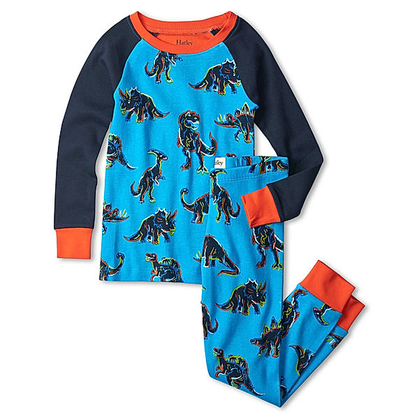 Hatley Schlafanzug ELECTRIC DINOS lang in blau