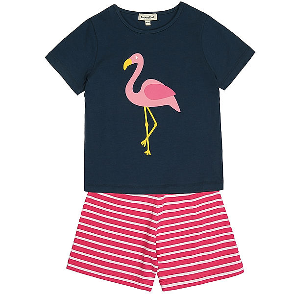 tausendkind collection Schlafanzug FLAMINGO 2-teilig kurz in dunkelblau/pink