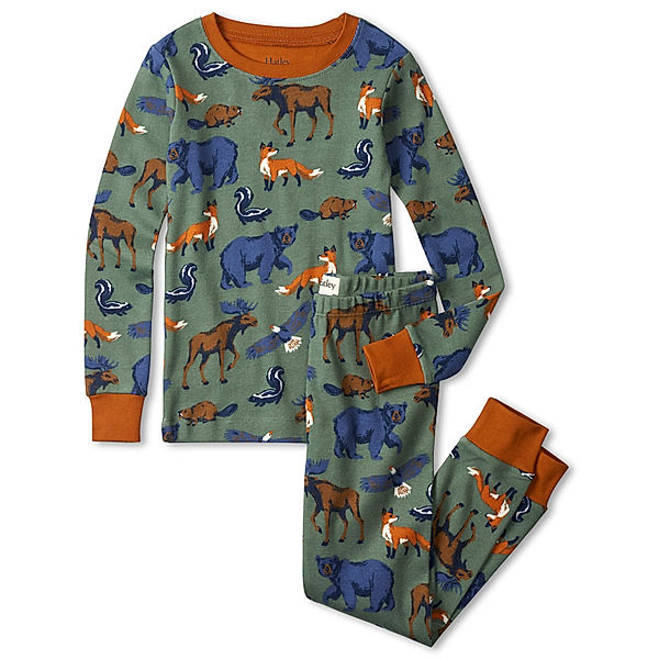 Hatley Schlafanzug FOREST ANIMALS lang in olive