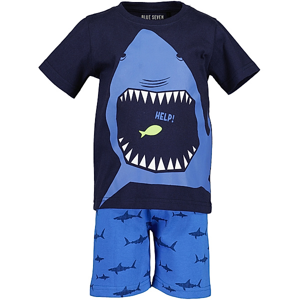 BLUE SEVEN Schlafanzug kurz SHARK in nachtblau