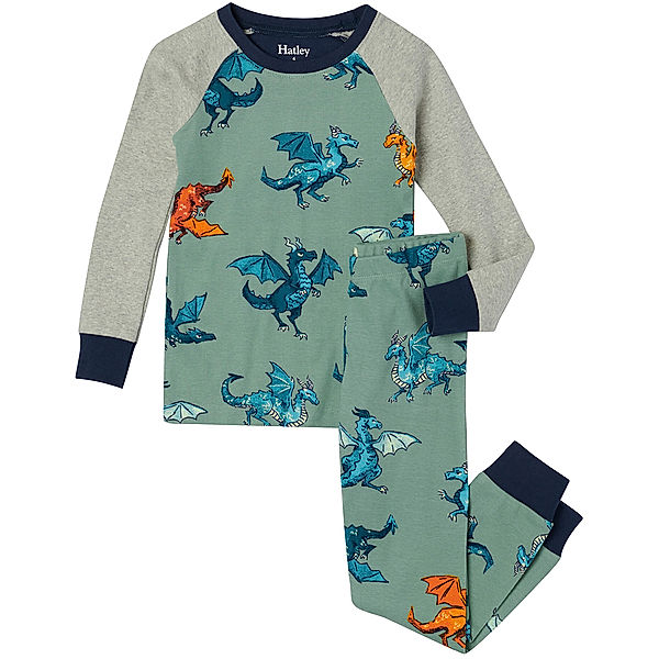 Hatley Schlafanzug lang ENCHANTED DRAGONS in grey