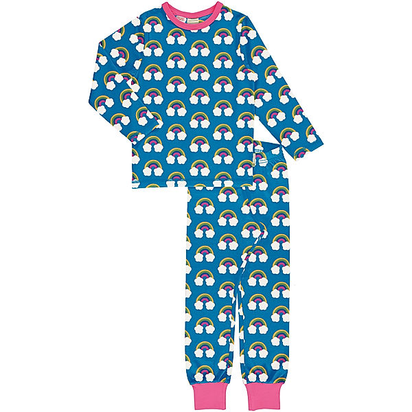 Maxomorra Schlafanzug lang FARM RAINBOW in blau/pink