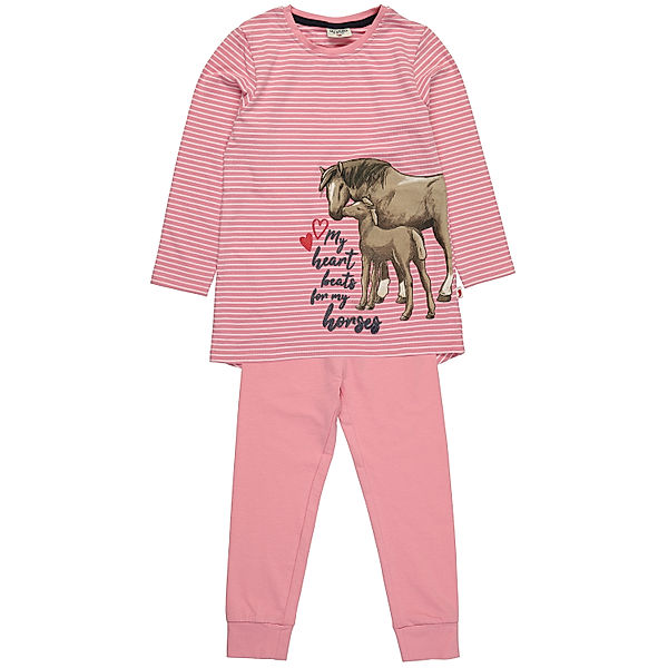Salt & Pepper Schlafanzug lang HORSE 2-teilig gestreift in soft pink