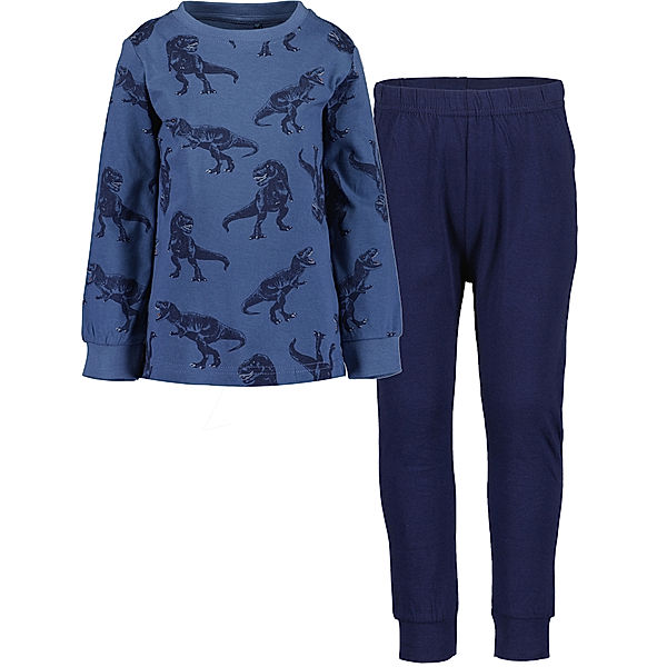 BLUE SEVEN Schlafanzug lang T-REX AOP in jeansblau