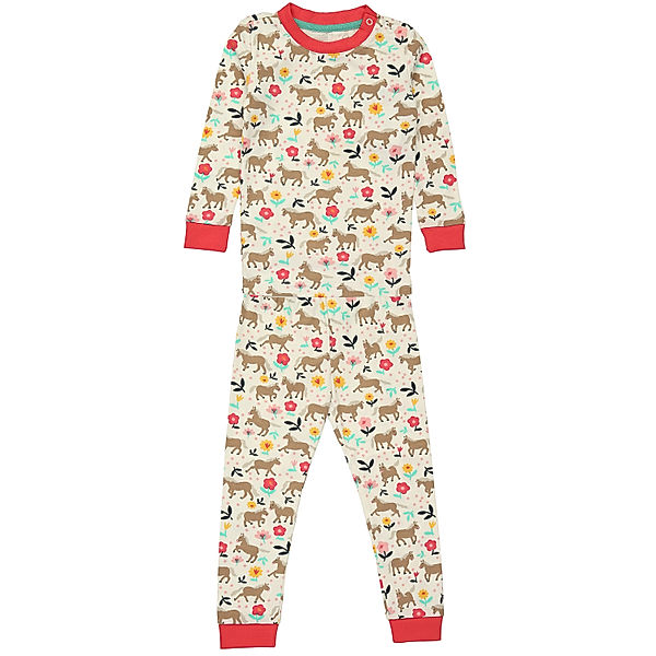 frugi Schlafanzug lang WILD HORSES in weiss