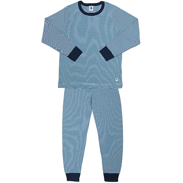 Petit Bateau Schlafanzug LIFT 2-teilig lang in weiß/blau