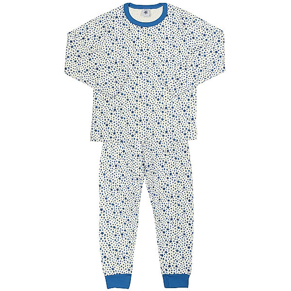 Petit Bateau Schlafanzug LIGHT 2-teilig lang in weiss/blau