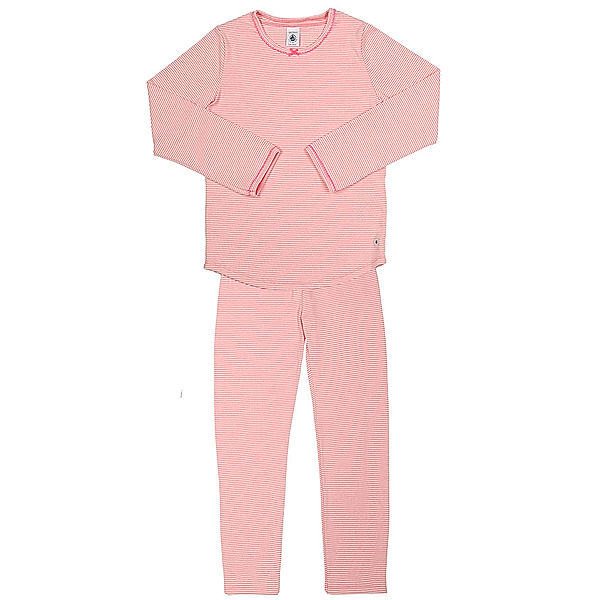 Petit Bateau Schlafanzug LILERAIE 2-teilig lang in weiß/rosa