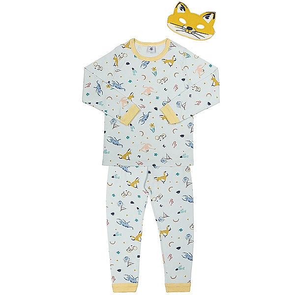 Petit Bateau Schlafanzug LIROULI 2-teilig mit Maske in hellblau