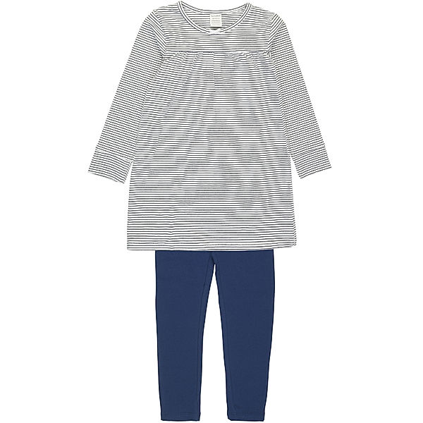 tausendkind essentials Schlafanzug LITTLE BOW lang in weiß/dunkelblau