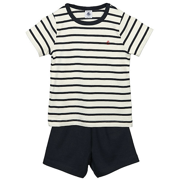 Petit Bateau Schlafanzug MARINE 2-teilig kurz in weiß/dunkelblau