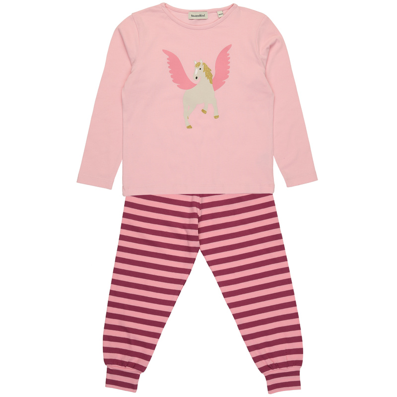 Schlafanzug PEGASUS lang in rosa/dunklelrot