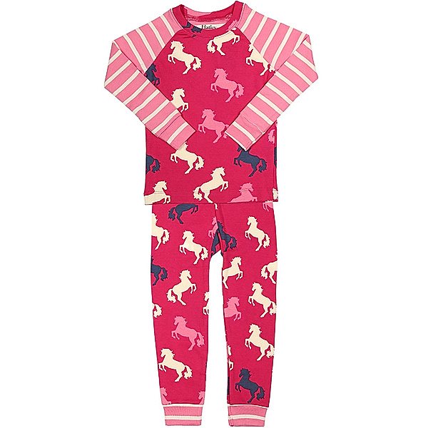 Hatley Schlafanzug PLAYFUL HORSES – RAGLAN 2-teilig lang in pink