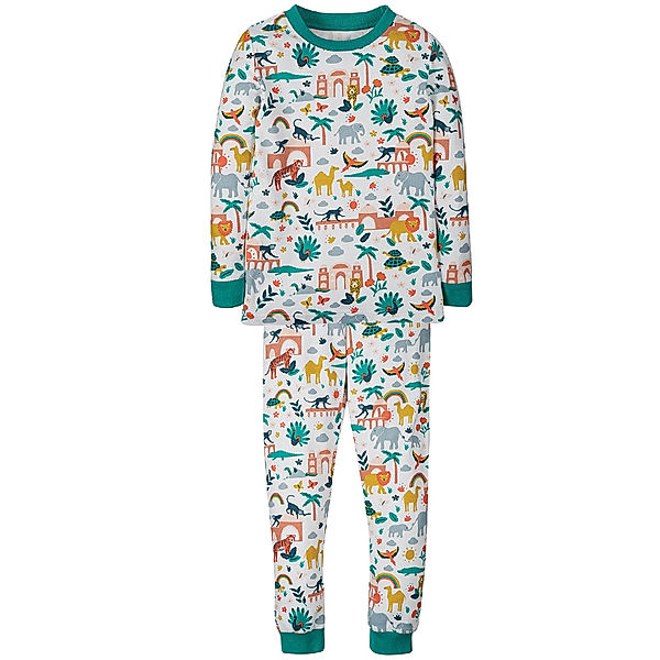 frugi Schlafanzug PORT ISAAC – INDIA 2-teilig lang in offwhite/bunt