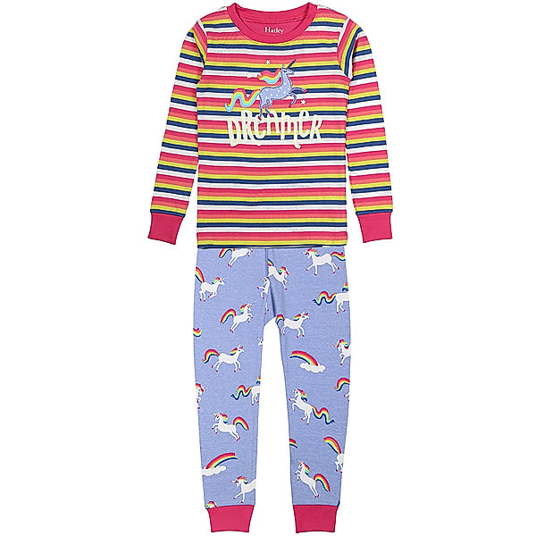 Hatley Schlafanzug RAINBOW UNICORNS – GLOW IN THE DARK lang in lila/bunt