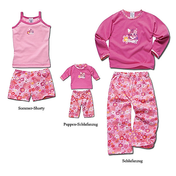 Schlafanzug-Set Katze Sweet, pink, 6-teilig (Größe: 140)