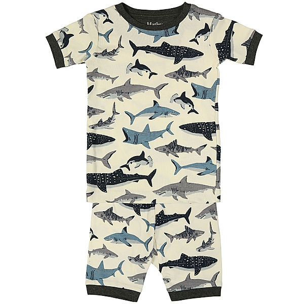 Hatley Schlafanzug SHARK SCHOOL kurz in beige/blau