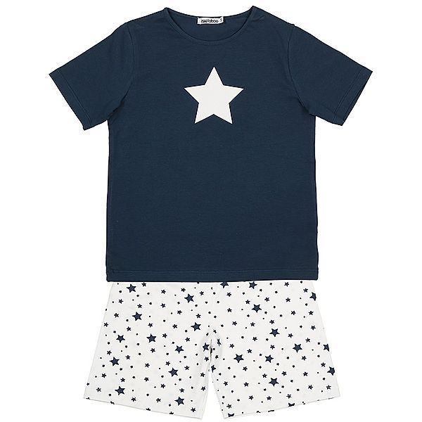 zoolaboo Schlafanzug STARS 2-teilig kurz in dunkelblau/weiss