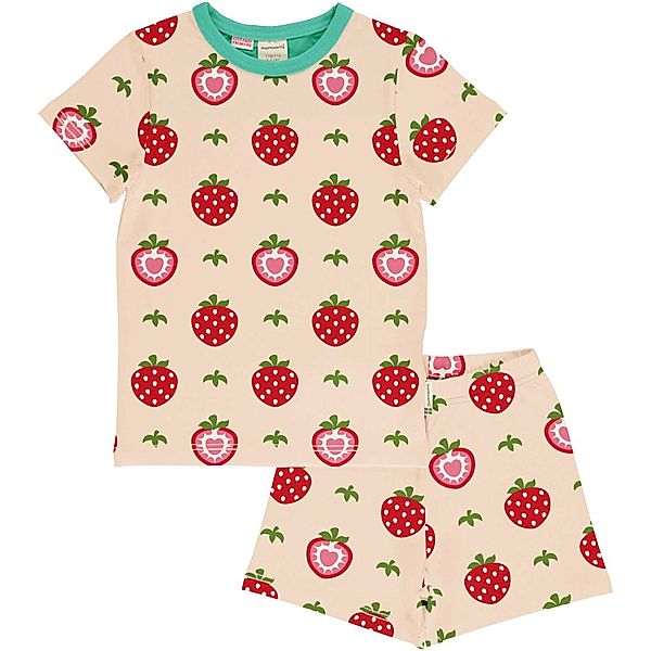 Maxomorra Schlafanzug STRAWBERRY kurz in beige