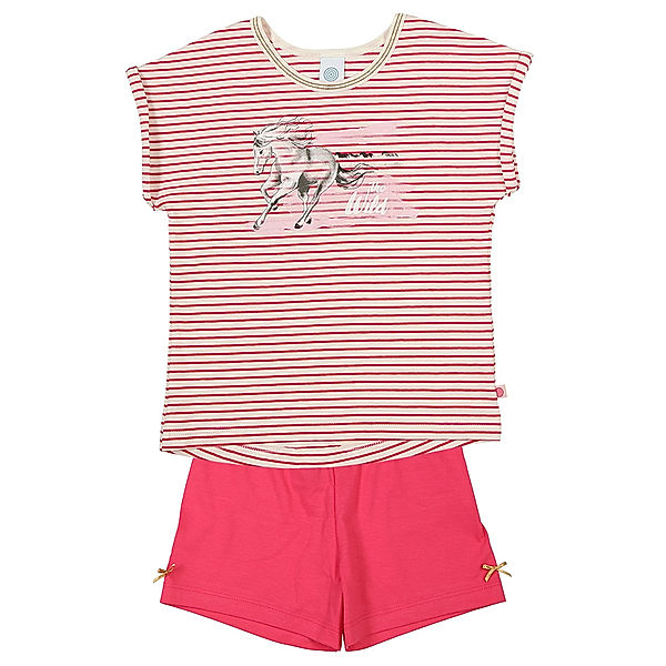 Sanetta Schlafanzug THE WILD 2-teilig kurz gestreift in pink/weiß