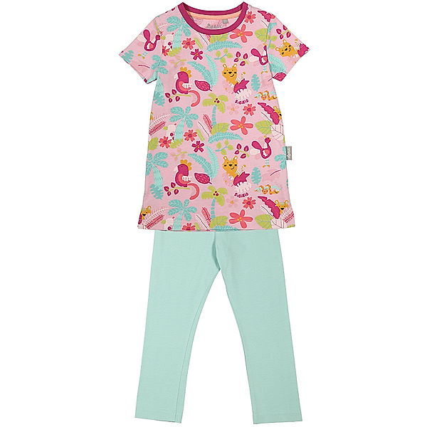 Sigikid Schlafanzug TROPICAL PARADISE 2-teilig lang in rosa/mint