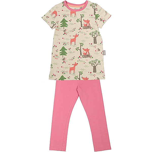 Sigikid Schlafanzug WALDTIERE 2-teilig lang in natur/pink