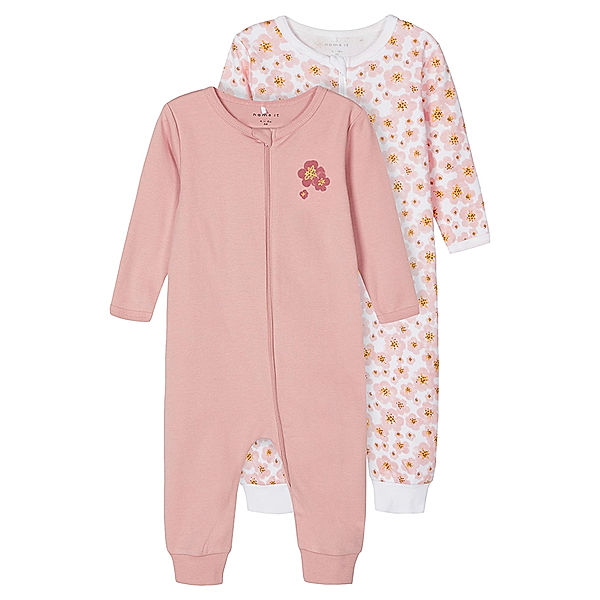 name it Schlafstrampler NBFNIGHTSUIT 2er-Pack geblümt in altrosa/weiss