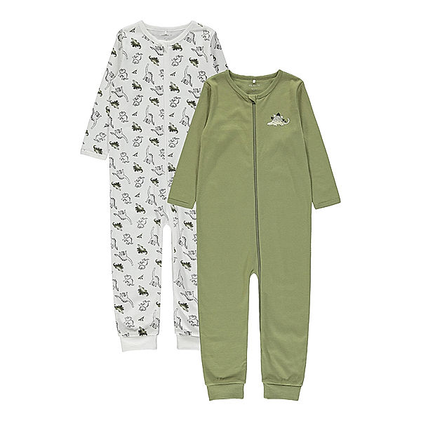 name it Schlafstrampler NBFNIGHTSUIT – DINO 2er-Pack in grün/weiss