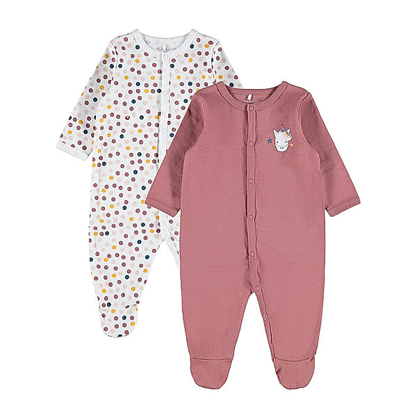 name it Schlafstrampler NBFNIGHTSUIT – EINHORN 2er-Pack in rose/bunt