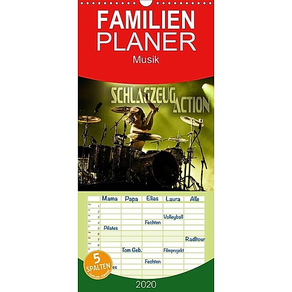 Schlagzeug Action - Familienplaner hoch (Wandkalender 2020 , 21 cm x 45 cm, hoch), Renate Bleicher