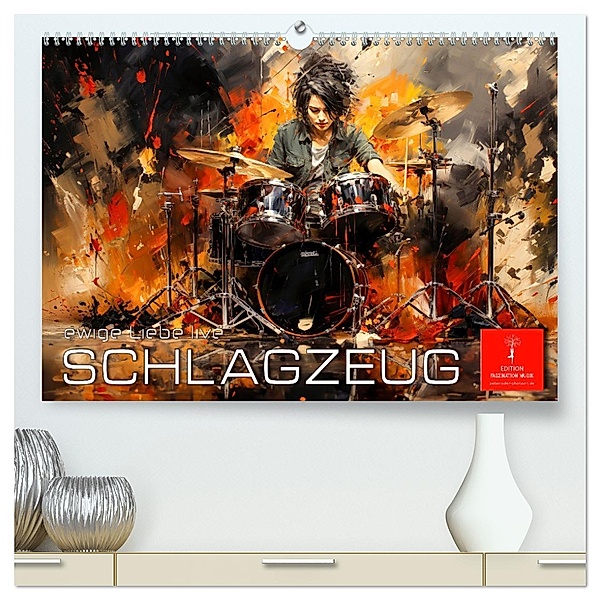 Schlagzeug ewige Liebe live (hochwertiger Premium Wandkalender 2024 DIN A2 quer), Kunstdruck in Hochglanz, Peter Roder