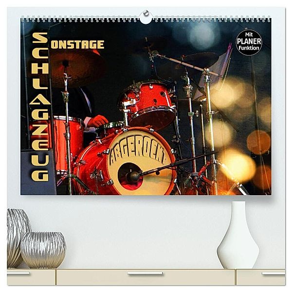 Schlagzeug onstage - abgerockt (hochwertiger Premium Wandkalender 2024 DIN A2 quer), Kunstdruck in Hochglanz, Renate Bleicher
