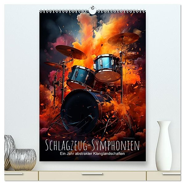 Schlagzeug-Symphonien: Ein Jahr abstrakter Klanglandschaften (hochwertiger Premium Wandkalender 2025 DIN A2 hoch), Kunstdruck in Hochglanz, Calvendo, artefacti