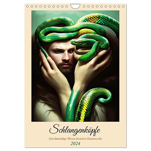 Schlangenköpfe Geschmeidige Wesen kreieren Kunstwerke (Wandkalender 2024 DIN A4 hoch), CALVENDO Monatskalender, Martina Marten