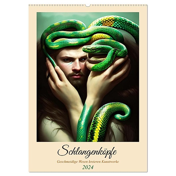Schlangenköpfe Geschmeidige Wesen kreieren Kunstwerke (Wandkalender 2024 DIN A2 hoch), CALVENDO Monatskalender, Martina Marten