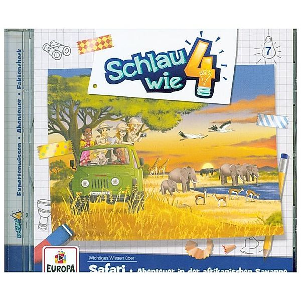 Schlau wie Vier - Safari. Abenteuer in der afrikanischen Savanne,1 Audio-CD, Schlau wie Vier