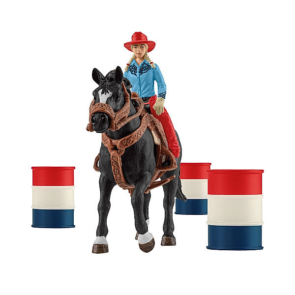 schleich® schleich® 42576 Farm World - Barrel Racing mit Cowgirl