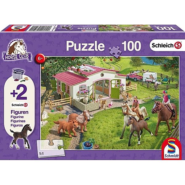 SCHMIDT SPIELE Schleich, Ausritt ins Grüne (Kinderpuzzle) + 2 Figuren