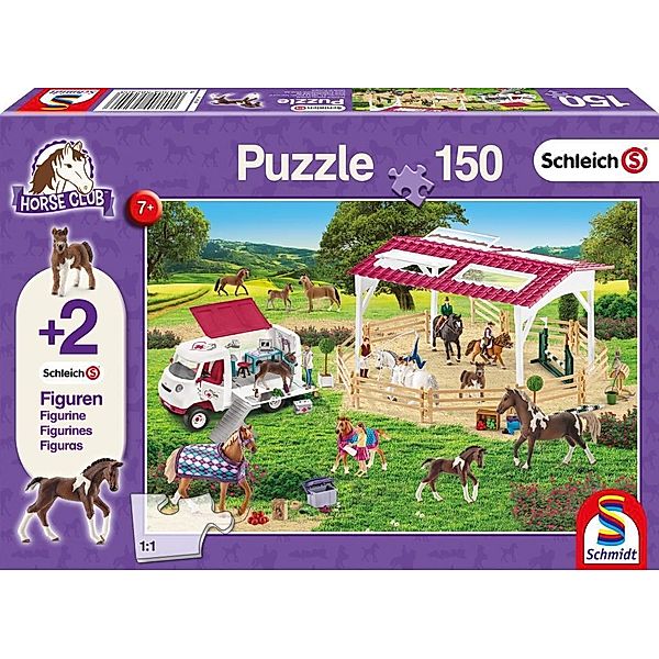 SCHMIDT SPIELE Schleich, Reitschule und Tierärztin (Kinderpuzzle) + 2 Figuren