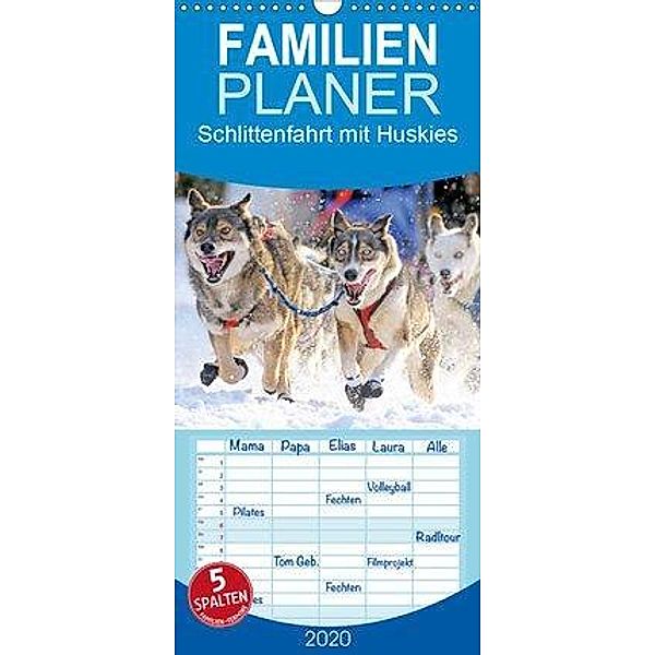 Schlittenfahrt mit Huskies - Familienplaner hoch (Wandkalender 2020 , 21 cm x 45 cm, hoch)