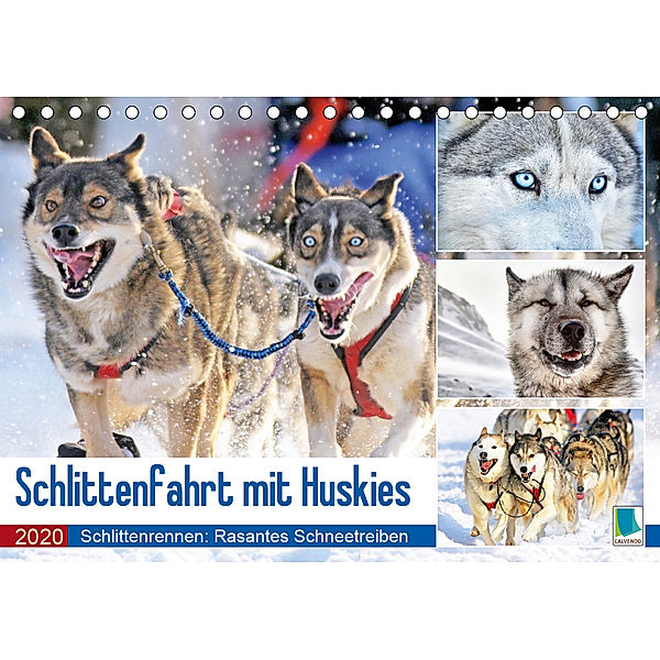 Schlittenfahrt mit Huskys (Tischkalender 2020 DIN A5 quer)