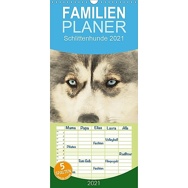 Schlittenhunde 2021 - Familienplaner hoch (Wandkalender 2021 , 21 cm x 45 cm, hoch), Andrea Redecker