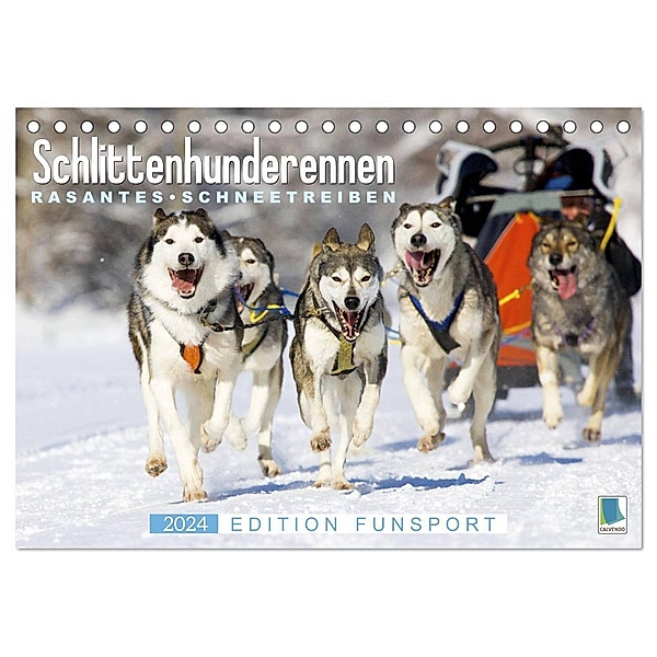 Schlittenhunderennen: Rasantes Schneetreiben - Edition Funsport (Tischkalender 2024 DIN A5 quer), CALVENDO Monatskalender, Calvendo