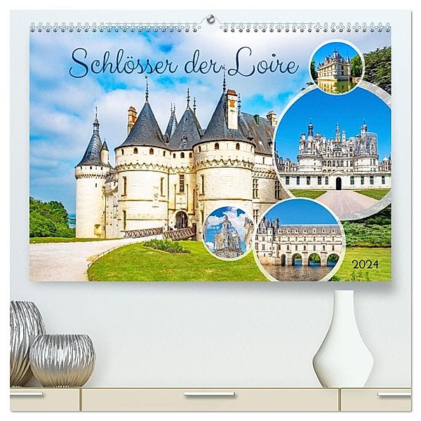 Schlösser der Loire (hochwertiger Premium Wandkalender 2024 DIN A2 quer), Kunstdruck in Hochglanz, Nina Schwarze