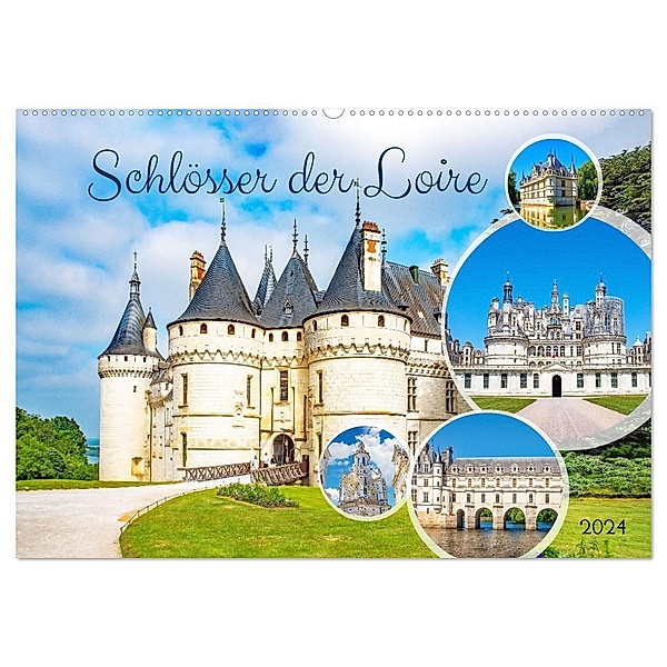 Schlösser der Loire (Wandkalender 2024 DIN A2 quer), CALVENDO Monatskalender, Nina Schwarze