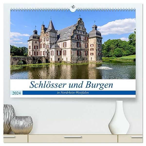 Schlösser und Burgen in NRW (hochwertiger Premium Wandkalender 2024 DIN A2 quer), Kunstdruck in Hochglanz, Frank Ebert