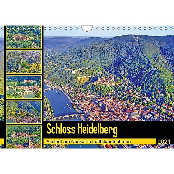 Schloss Heidelberg - Altstadt am Neckar in Luftbildaufnahmen (Wandkalender 2021 DIN A4 quer), Claus Liepke