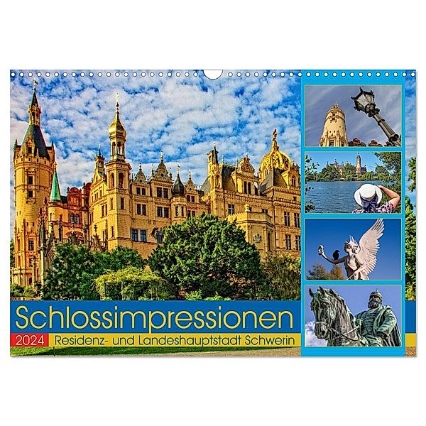 Schloss Impressionen - Residenz- und Landeshauptstadt Schwerin (Wandkalender 2024 DIN A3 quer), CALVENDO Monatskalender, Holger Felix